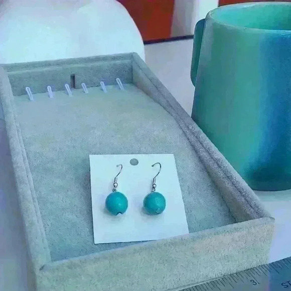 Vintage  turquoise drop earrings - Picture 7 of 17